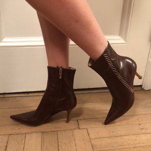 Sergio Rossi Brown Leather Booties size